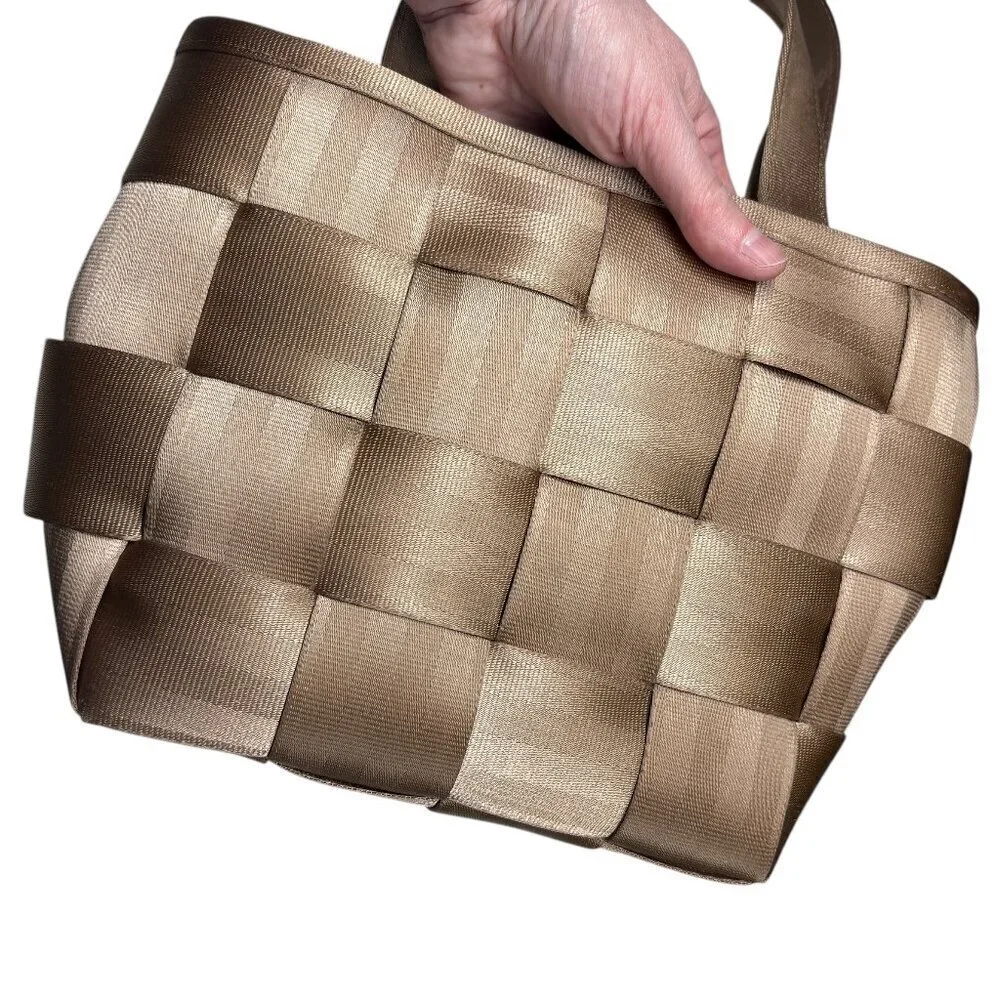 The Original Harvey's Seatbelt Bag Tan Beige Two Handle Small Tote Bag Purse